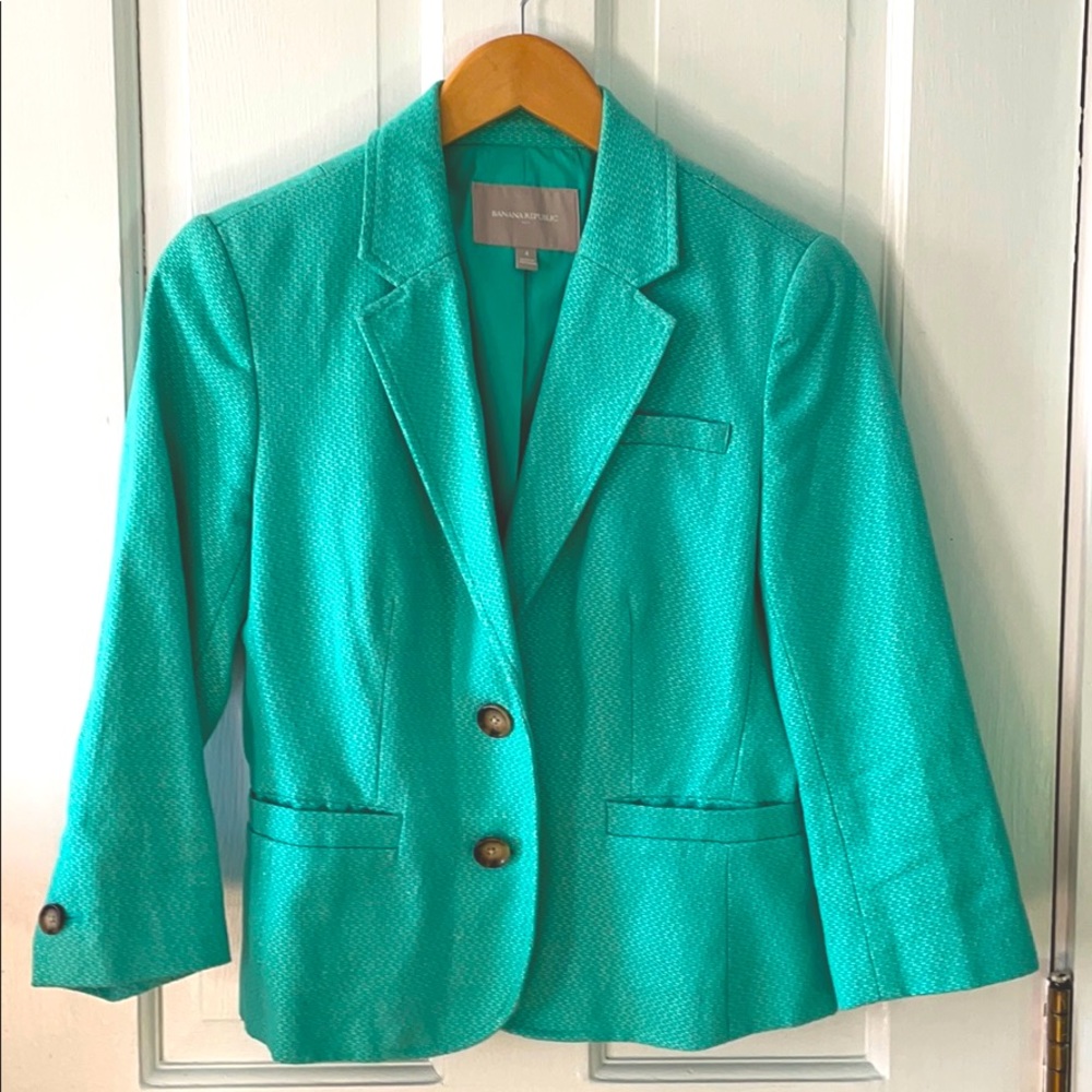 Teal/mint cropped blazer